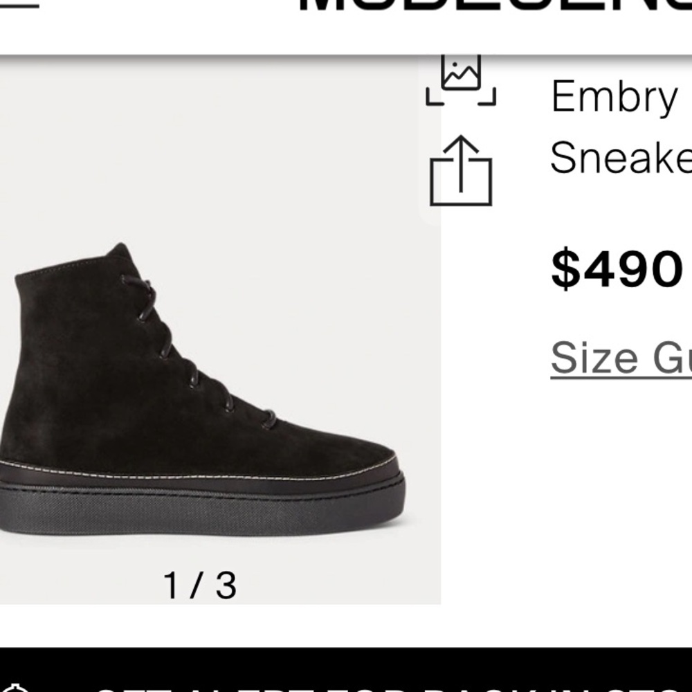 Ralph Lauren Collection Black Embry Calf-Suede High Top Lace Up Sneakers Sz 7.5 - Picture 2 of 12